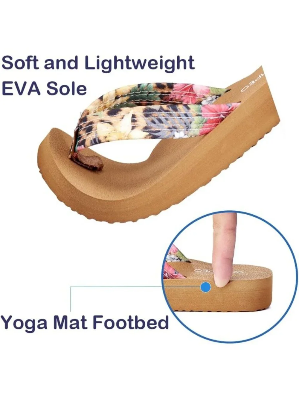 Women's Floral Leopard Yellow Comfortable Flip Flops Summer Beach Thong Sandals